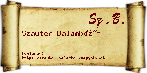 Szauter Balambér névjegykártya